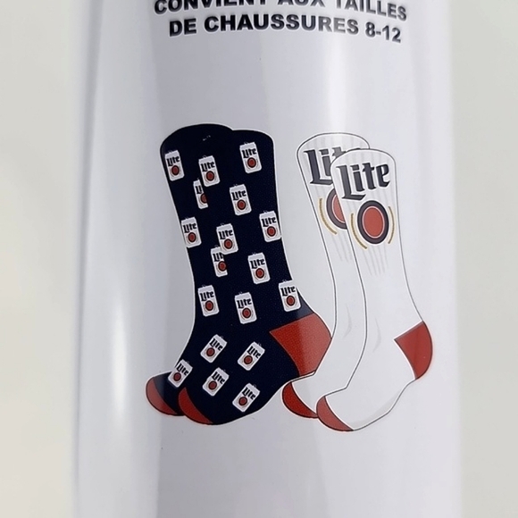 2 Pairs Crew Socks Blue Red White Miller Lite Shoe Size 8-12 - Picture 6 of 9